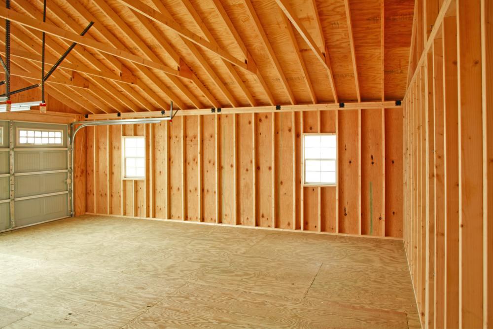 Interior of double wide garage